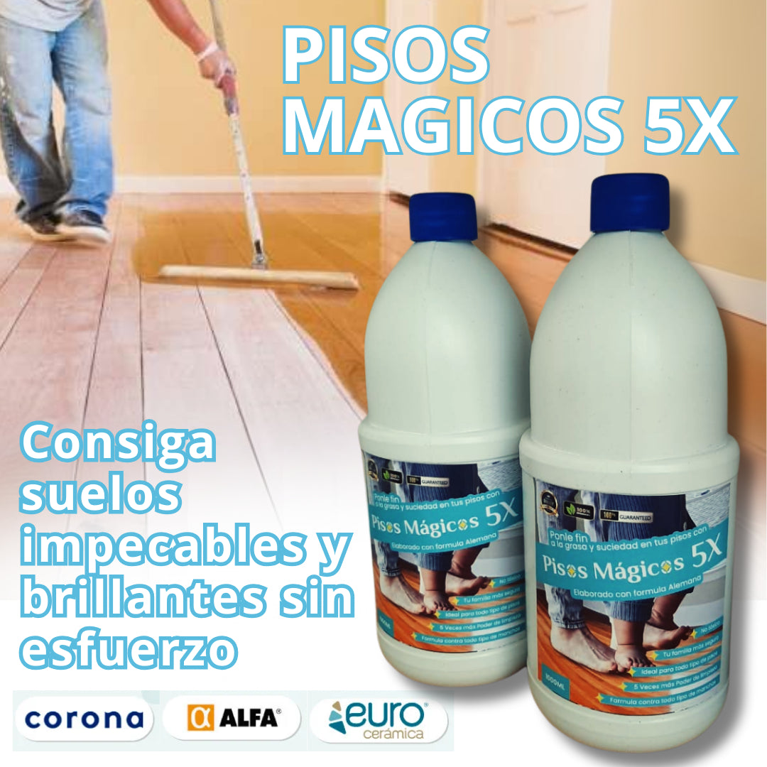 Pisos Magicos 5x - Formula Desengrasante y de Proteccion para todo tipo de pisos.