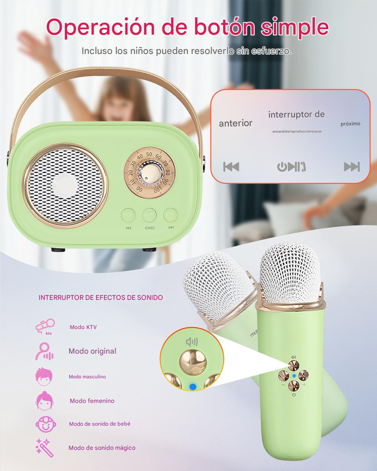 Juego de karaoke portátil para niños