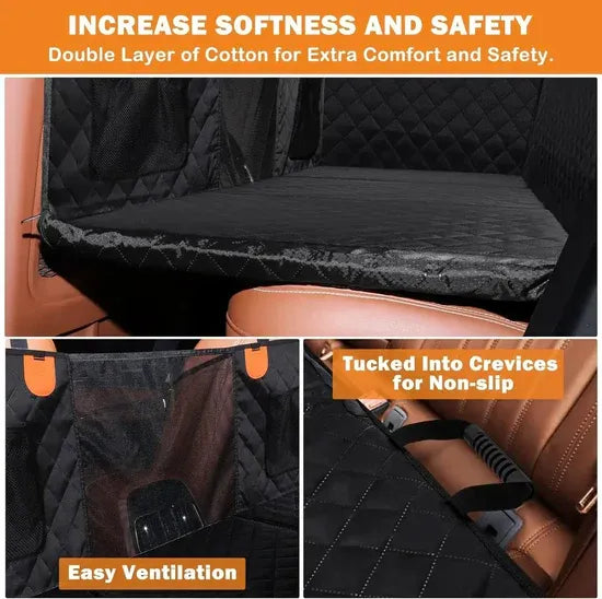 Protector de asiento de carro para perros con base dura