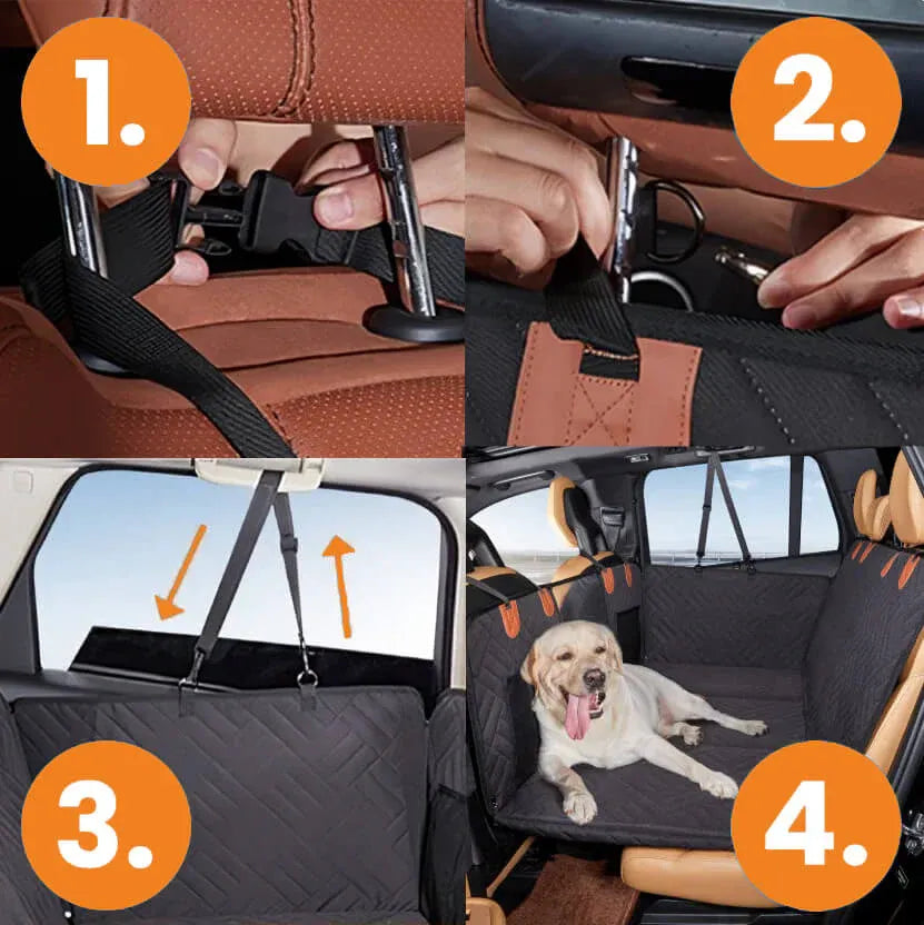 Protector de asiento de carro para perros con base dura