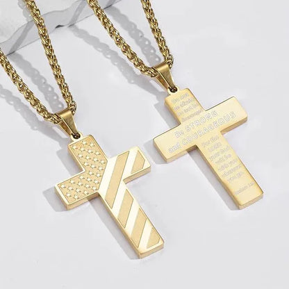Collar de Cruz "Corazón Valiente": Grabado en Acero Inoxidable