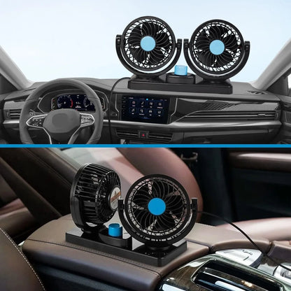 Ventilador Doble para Carro 12V – Giro 360° y Potente Circulación de Aire 🚗💨❄️